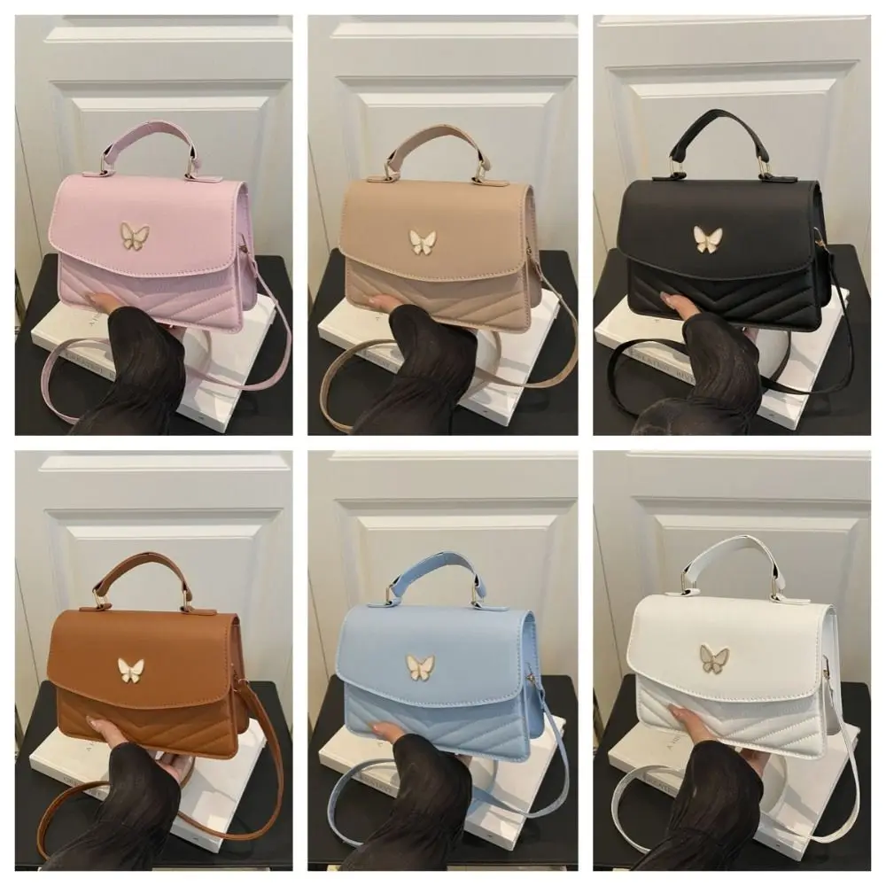 حقيبة مربعة صغيرة محمولة من جلد البولي يوريثان تحمل سعة كبيرة على شكل فراشة حقيبة كروس على الطراز الكوري البسيط