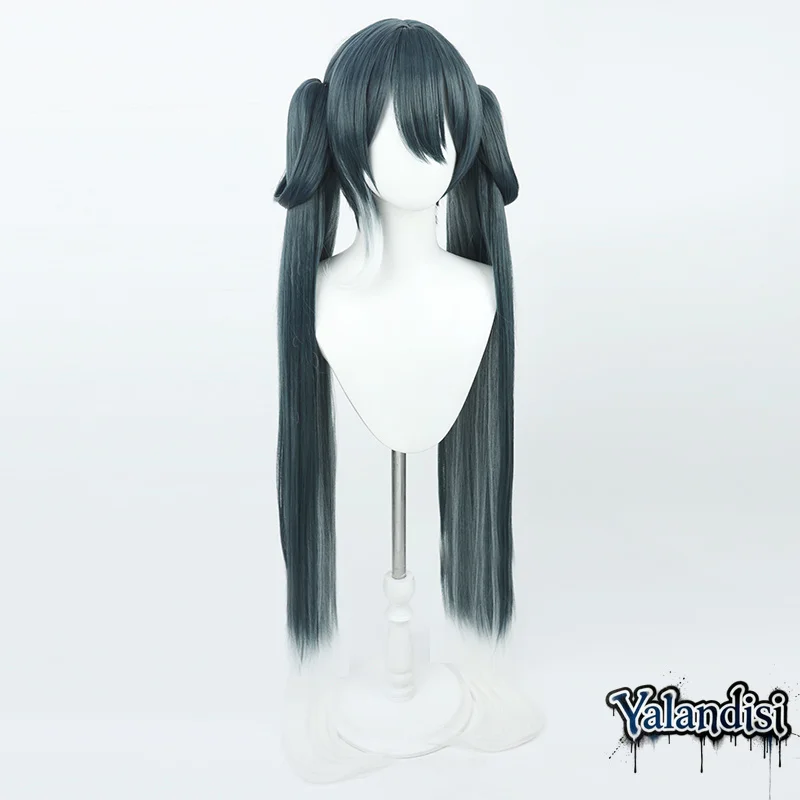 Yalandisi& Synthetic Hair 65cm Ponytail Cosplay Wigs Anime Role Play Long Straight Dark Gray Gradient White Cos Heat Resistant