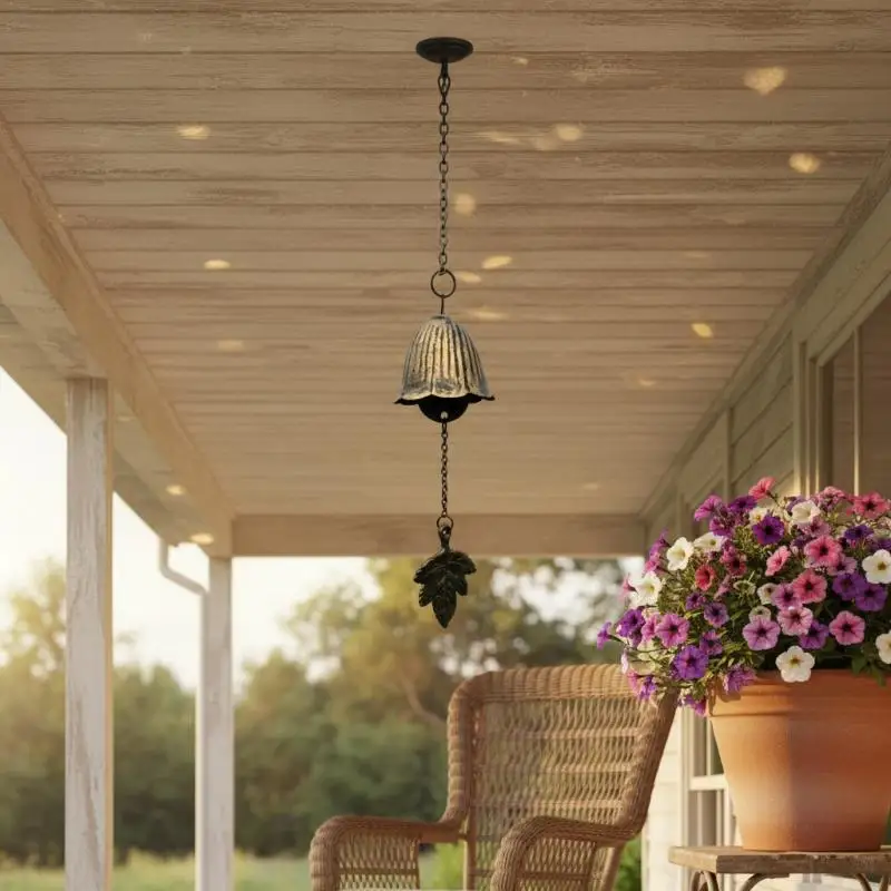 △ Creative Cast Iron Wind Chime Hanging Decoration Metal Retro Hanging Leaf Bell Balcony Outdoor Garden Hanging Decoration