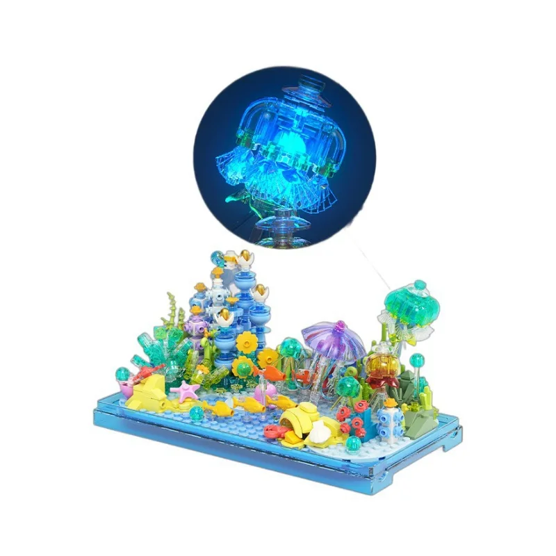 

Under Sea Marine Block With Light Display Box DIY Building Brick Kids Toy For Christmas Aquarium Decor