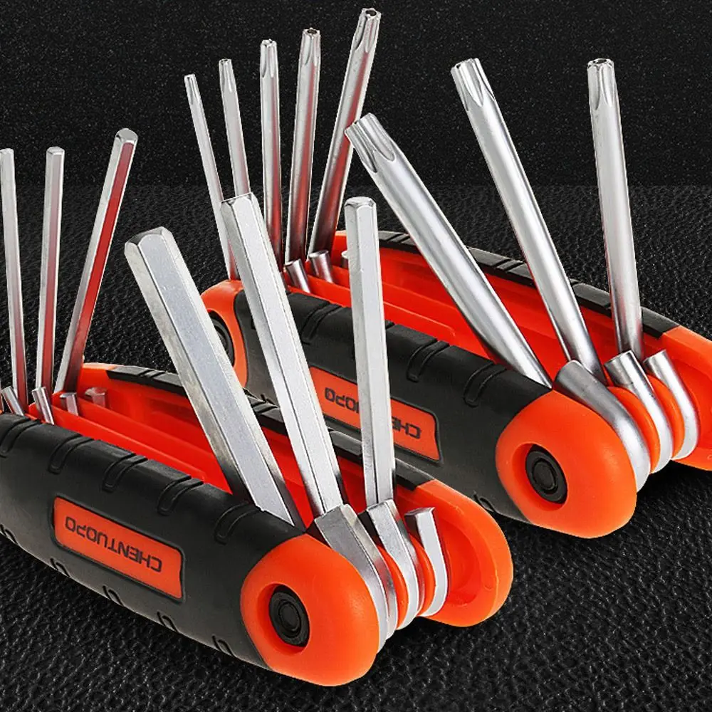 Hexagon Spanner 8 In 1 Folding Portable Screwdriver Set Multifunctional Hexagonal Wrench Hand Tool Llave