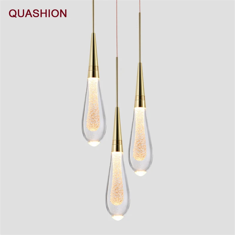 

Creative Pendant Lamps Nordic Drop-Shaped Pendant Lights Golden Bedroom Living Room Decor chandelier Fashion Home Decors lustre