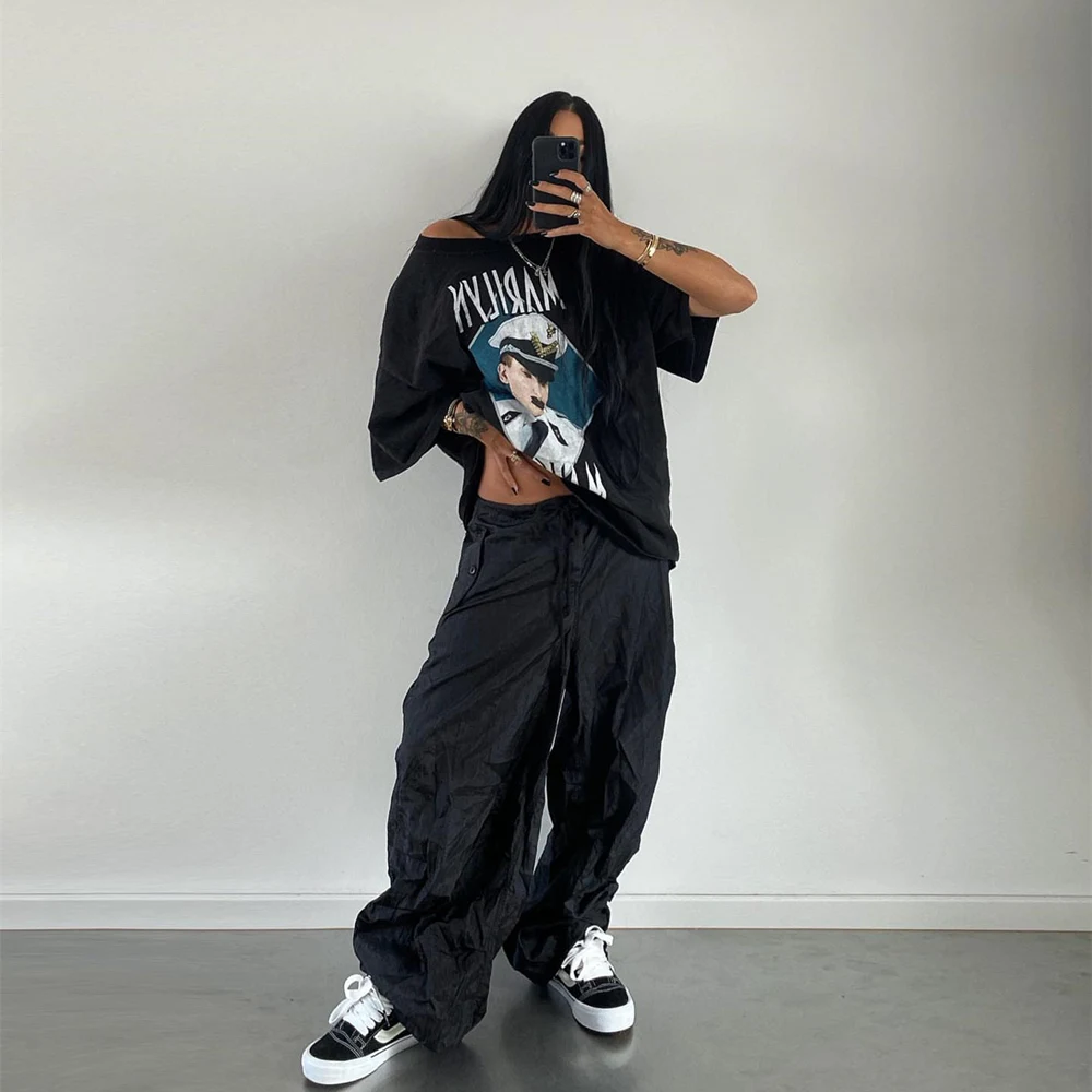 Frog drift Streetwear Rock Band Fashion HIP HOP Marilyn Manson Vintage Oversized Loose T-shirt Tee Tops For Men Homme