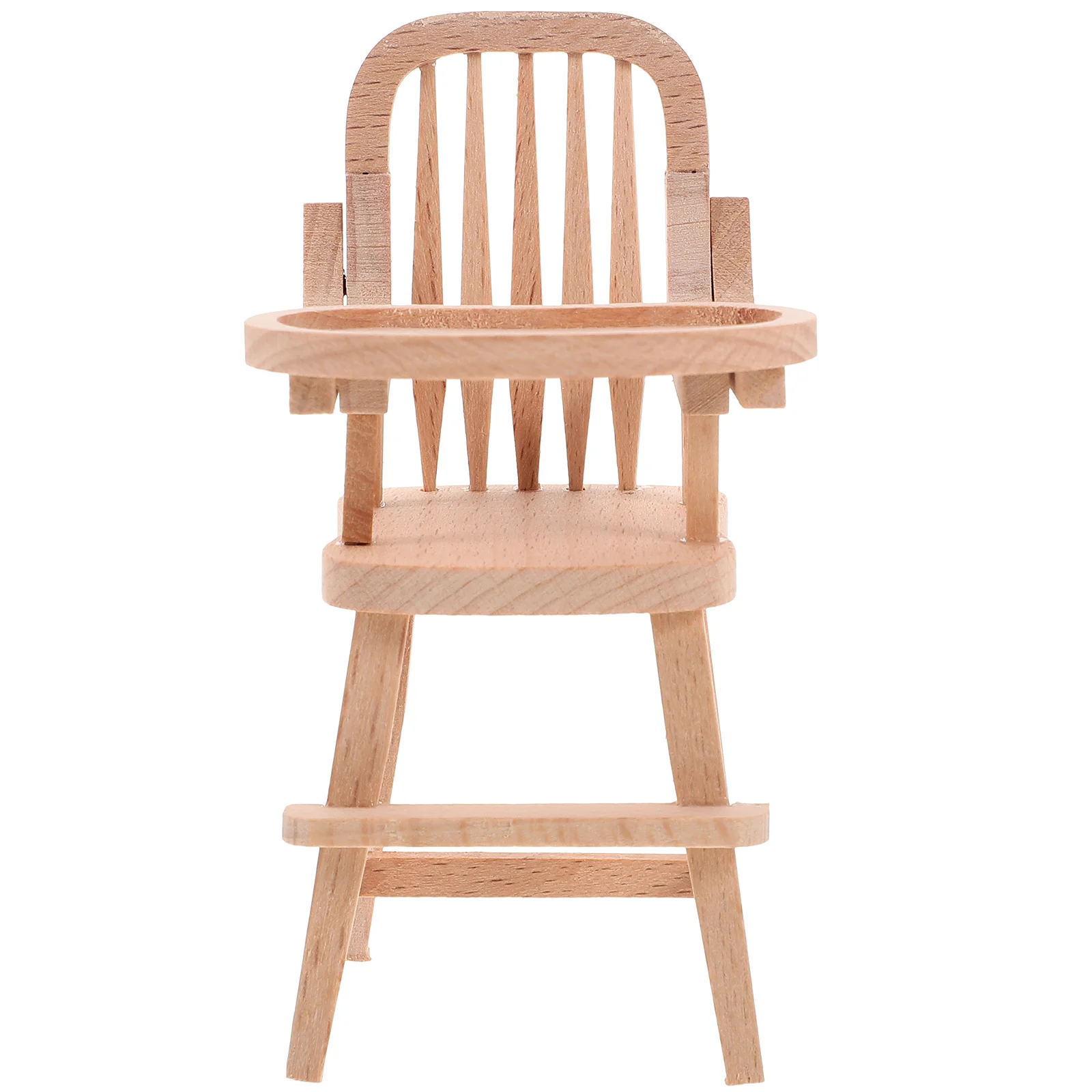 House Furniture High Chair Mini Decor Miniature Highchair Adornment Toy Beech