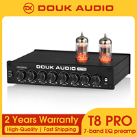 Douk Audio T8PRO HiFi Valve Tube Stereo Balanced XLR/RCA Preamp 7-band EQ Equalizer Home for Home Speaker with Tone Control
