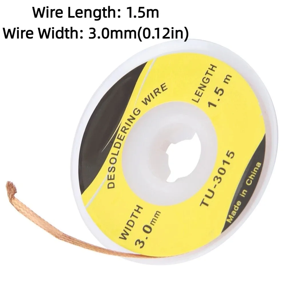 1.5m Length Desoldering Braid Wire 3.0mm Width High Absorption Capacity BGA Desoldering Wick Premium Copper Braid