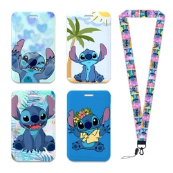 Disney Stitch Lilo Card Holder Lanyard Slide Card Holders Student Keychain Card Holder Hanging Rope Employee ID Card Badge