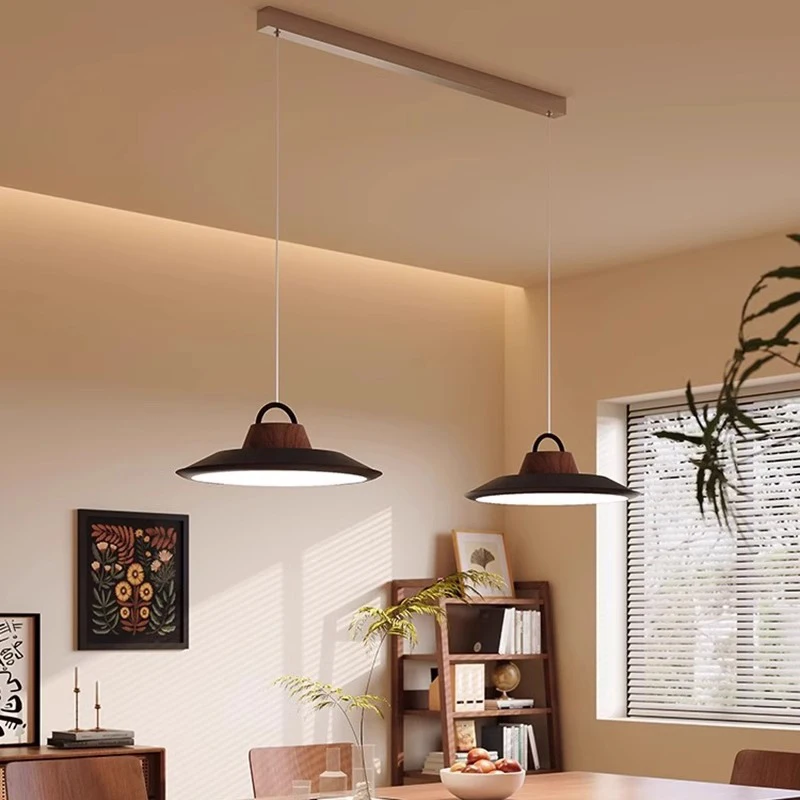 

AiPatTe Modern Dimmable Chandelier Luster with Walnut Hardware Suspended Adjustable Height Pendant Light for bedroom Living Room