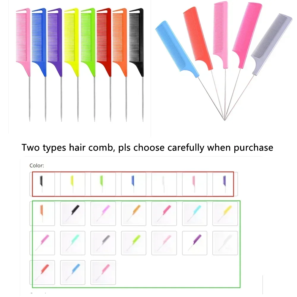 New Professional Pointed Tail Hair Comb Anti-static Hair Dye Brush Barber Steel Needle Comb Salon Hairdresser Barber Accessories