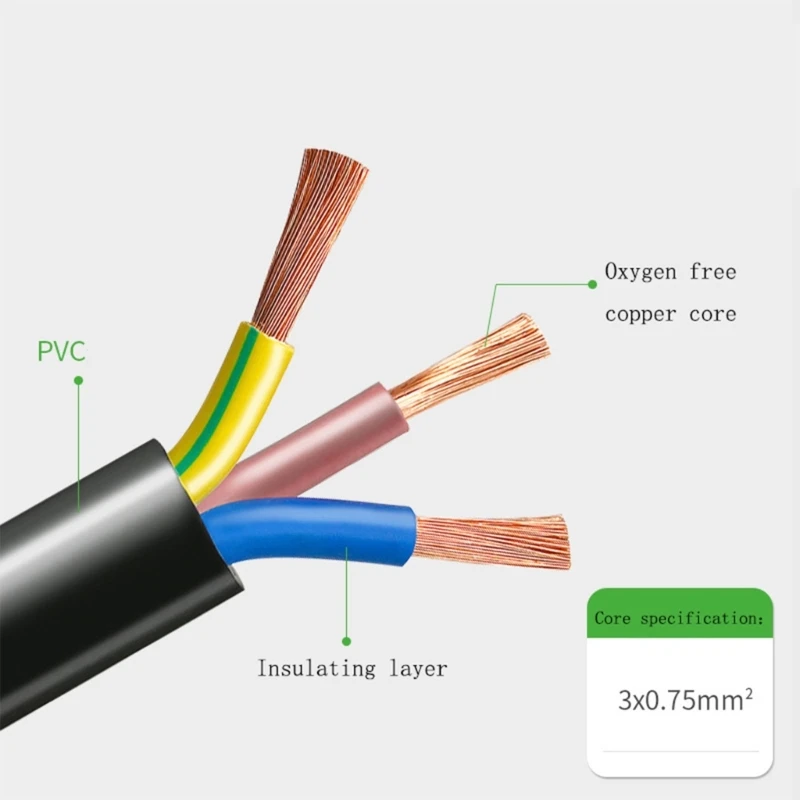 1M/1.5M/1.8M/3M Long Cable Plug Kettle Computer Power Supply Adapter for Printer M89B