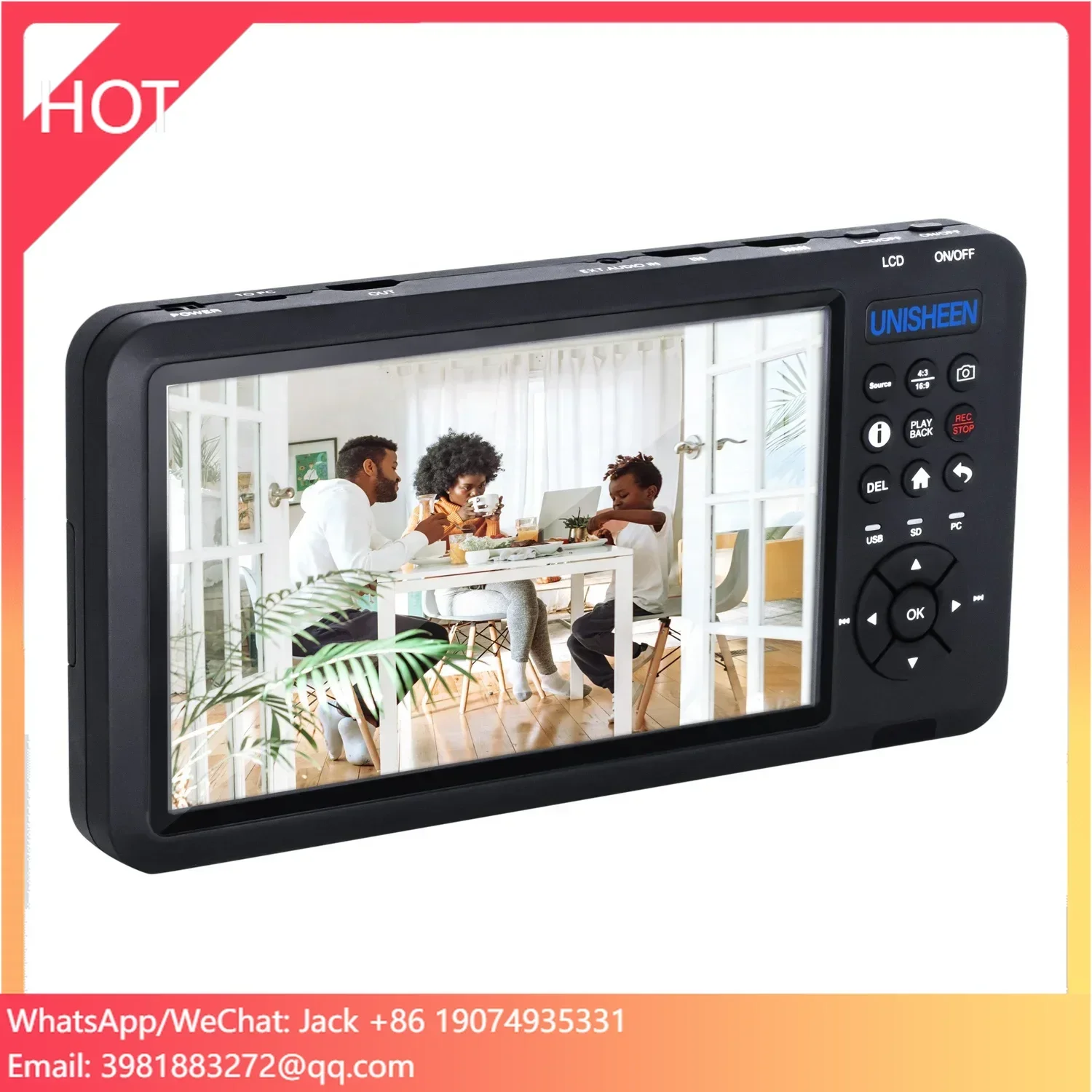 Unisheen UR500A Endoscopio independiente UHD 4K Pantalla conmutable Cámara VGA DVI YPbPr Grabador de vídeo digital