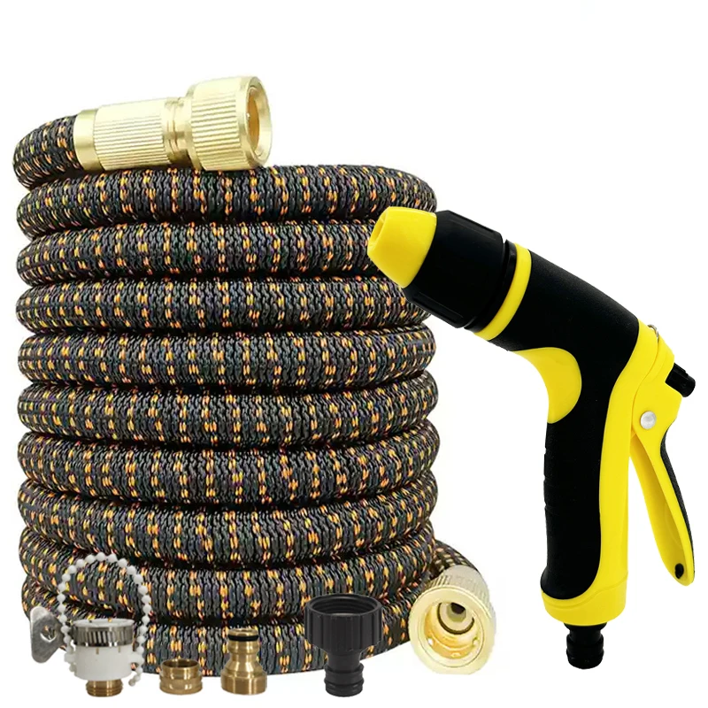 25/125FT Expandable Gardening Hose High-Pressure Cleaning Gun, Adjustable, Car Wash Accessories, Garden Irrigation Supplies ﻿