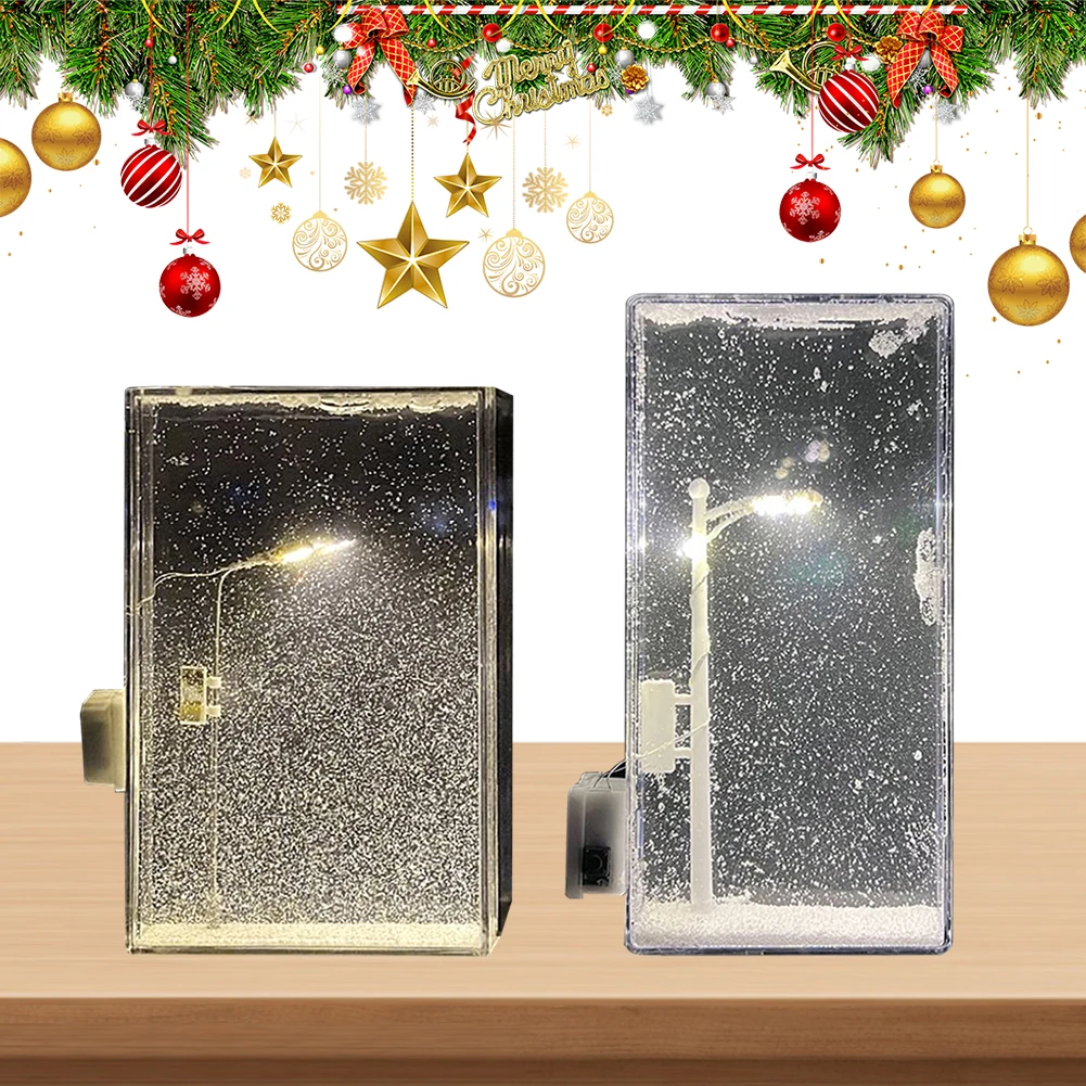 Snowy โคมไฟหิมะทิวทัศน์ Night Light ที่สมจริง Handmade คริสต์มาสตกแต่ง DIY โคมไฟเกล็ดหิมะ Xmas Party Favors