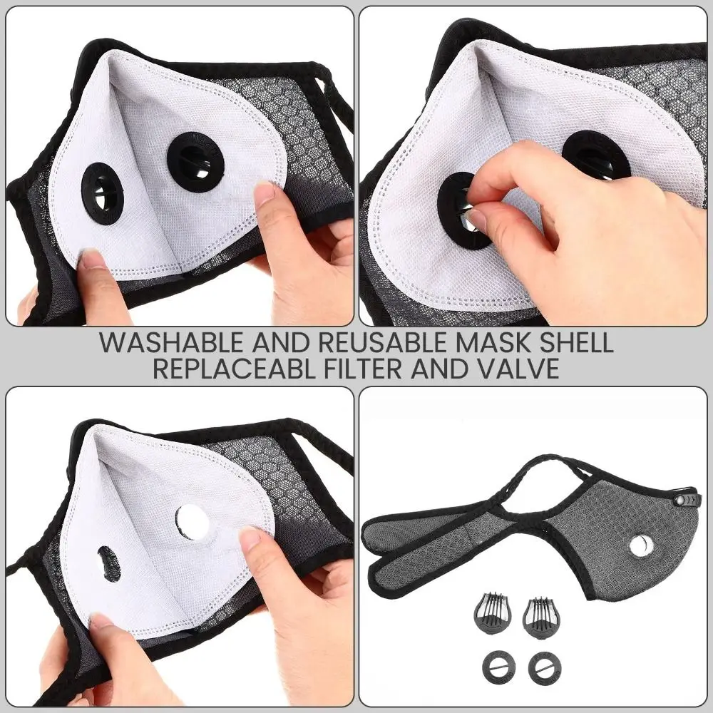 Breathable Ergonomic Dust Mask Adjustable Anti-Dust Respirator Mask Reusable Nose Clamp Activated Carbon Filters Woodworking view 4