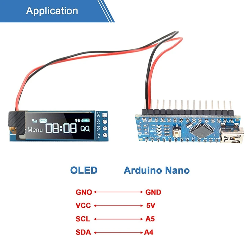 2 Pieces I2C Display Module 0.91 Inch I2C SSD1306 OLED Display Module Blue I2C OLED Screen Driver DC 3.3V - 5V