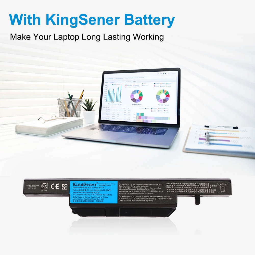 KingSener 5600mAh W650BAT-6 Laptop Battery for Hasee K610C K650D K750D K570N K710C K590C K750D G150SG G150S G150TC G150MG W650S