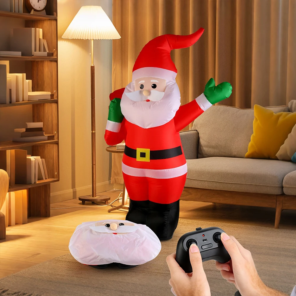 2.4GHZ Remote Control Inflatable Christmas Santa Claus USB Rechargeable Christmas Inflatable Santa Claus Christmas Gift for Kids