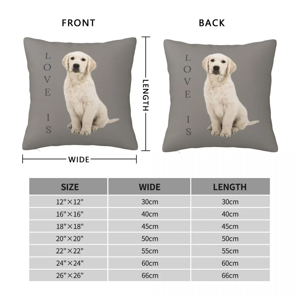 Love Is White Labrador Square Pillowcase Polyester Linen Velvet Creative Zip Decorative Throw Pillow Case Sofa Cushion Cover