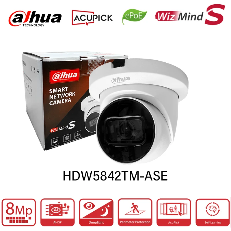 Dahua WizMind 4K HDW5842TM-ASE S3 Smart ETPZ AcuPick Conteggio persone Telecamera IP con microfono Allarme Porta audio IR 50m Rilevamento audio