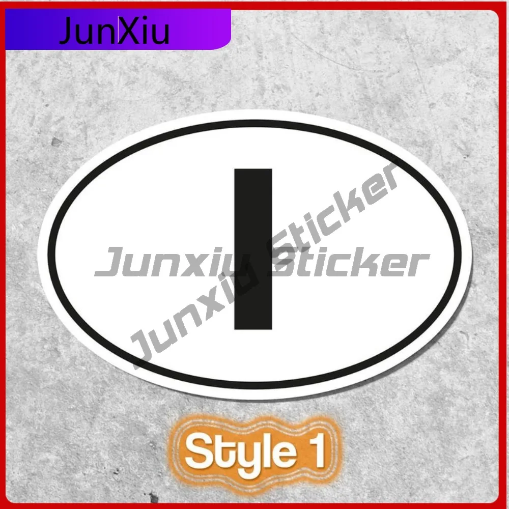Italy Flag Sticker Oval-shaped White and Black Country Unique Door Trim Mobile Phones Scratch Resistant Scratch Proof Car