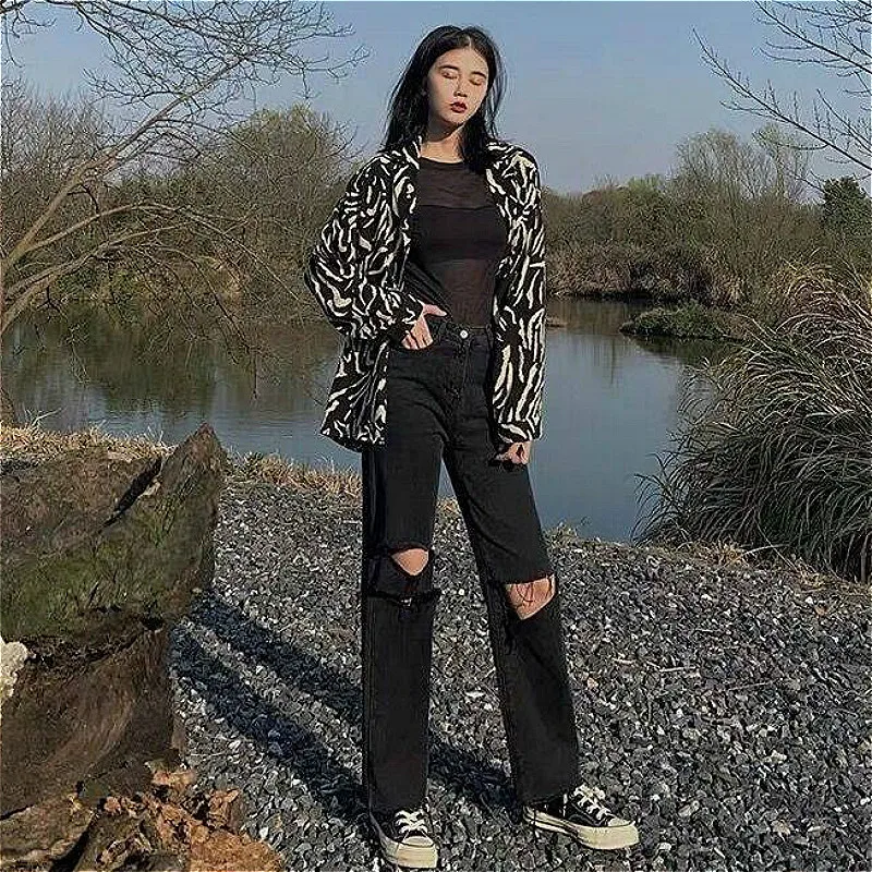 

Джинсы женские, мешковатые, с высокой талией, уличная одежда для подростков, универсальные популярные прямые корейские модные брюки бойфренда, Лидер продаж