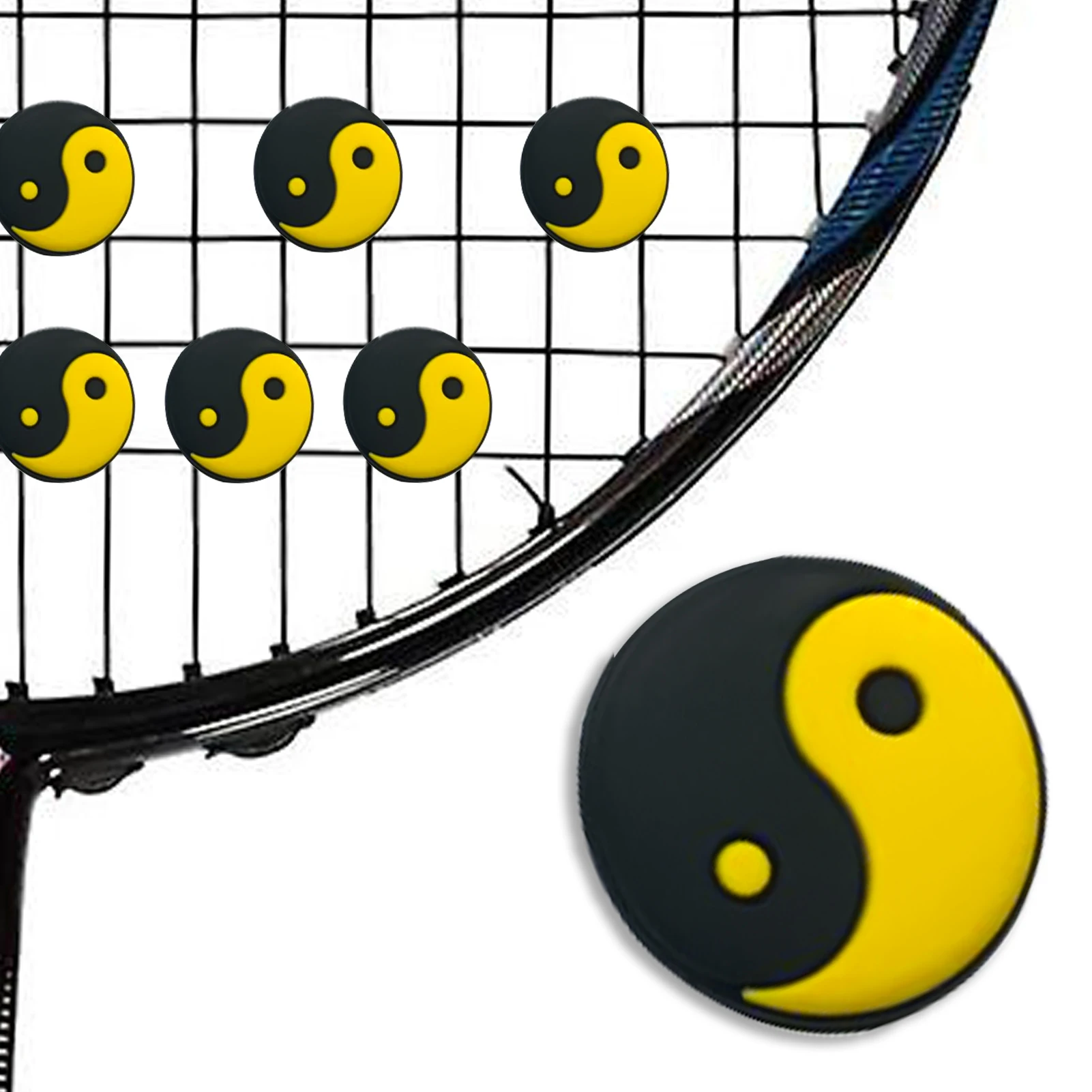 Amortiguador de vibración para raqueta de tenis, almohadilla de silicona a prueba de golpes, cara sonriente, antivibración, accesorios de tenis