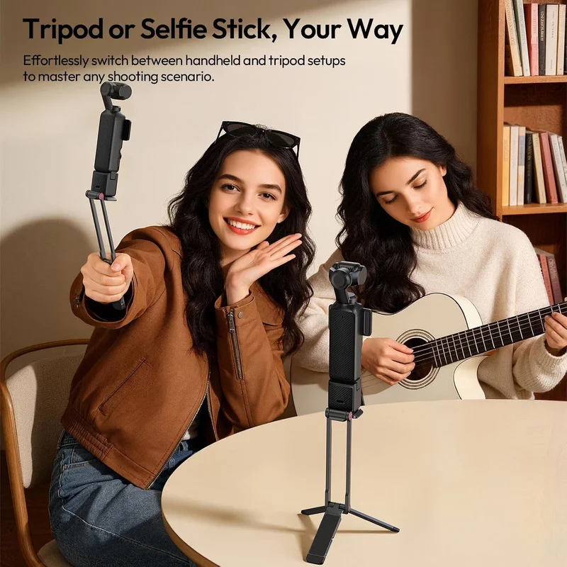 Magnetic Foldable Stand for DJI Osmo Pocket 4/4P/3 & Luna Ultra – Tripod & Handheld Selfie Stick, Universal Accessory