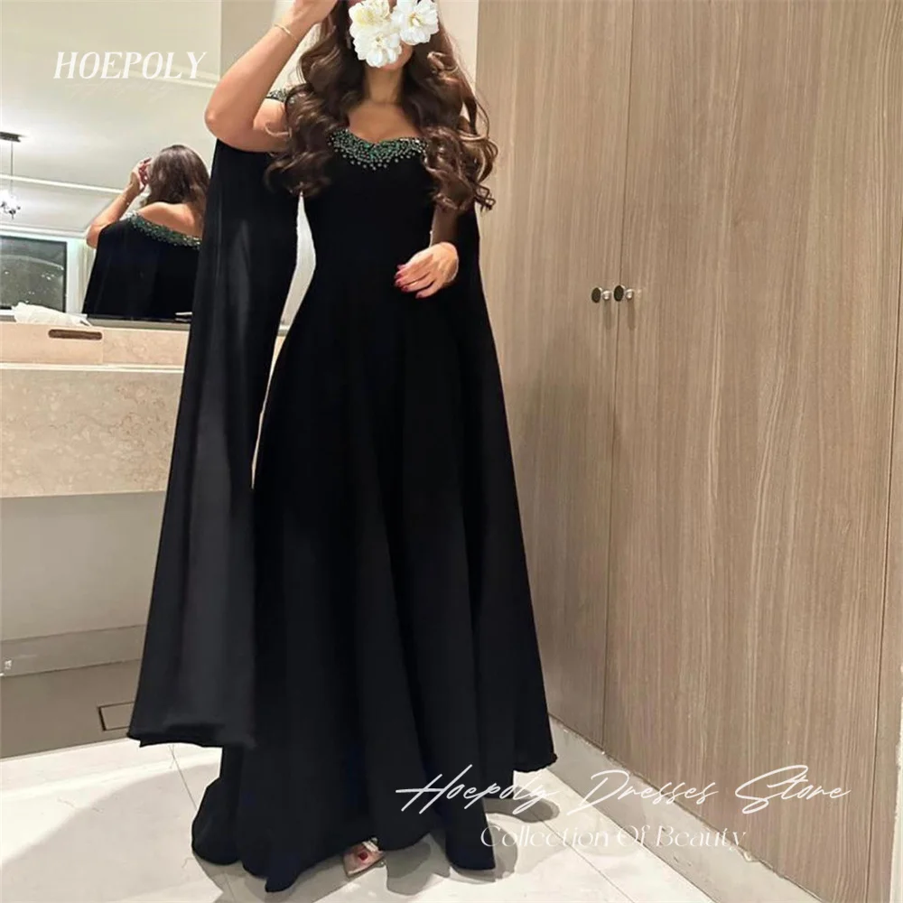 Hoepoly Luxury Strapless Crystal A Line Evening Dress For Woman Summer Style Fashion Simple Classy Party Long Prom Gown New