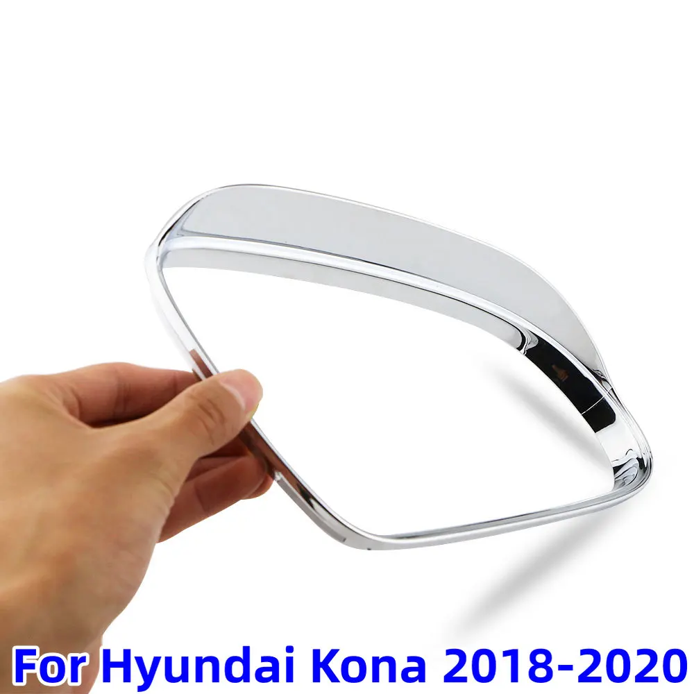 2PCS Car Rearview Mirror Rain Eyebrow Visor for Hyundai Kona Encino Kauai 2018 2019 2020 2021 ABS Chrome Accessories