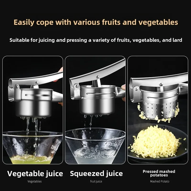 Masher RicerPress Mashed Potatoes Stainless Steel Crushing Puree Fruit Vegetable SqueezerJuicer Press Maker Kitchen Tools