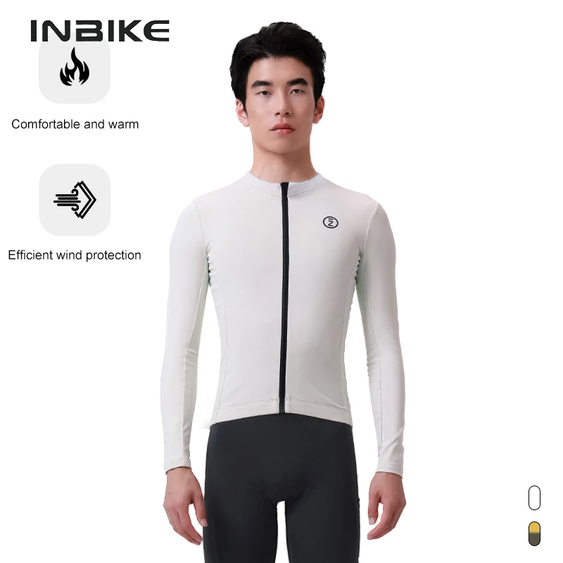 Inibke Men's Cycling Clothing 10°c-15°c Winter Thermal Men's Cycling Long Sleeve Jersey Bicycle Top Mountain Biking Jersey