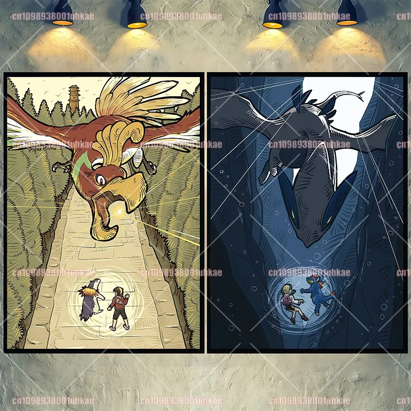 

Anime Pokemon Moltres Gengar Rayquaza Poster Print Canvas Painting High Quality Room Art Decoration Painting Kids Gift