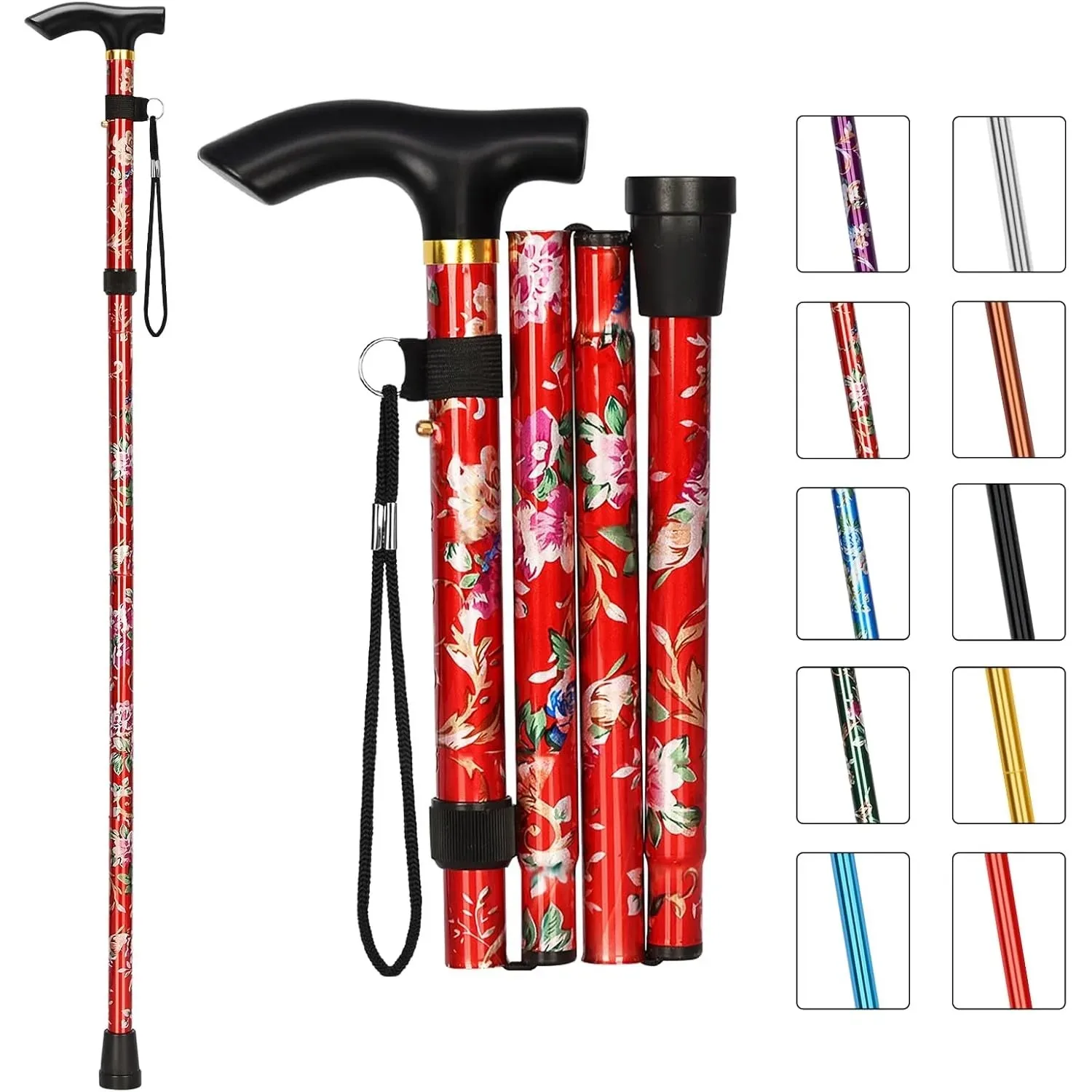 1Pc Outdoor Opvouwbare Trekkings Pole 4-sectie 82-92cm Wandelen Telescopische Stok Lichtgewicht Camping Klimmen Trekking Stok - afbeelding 2