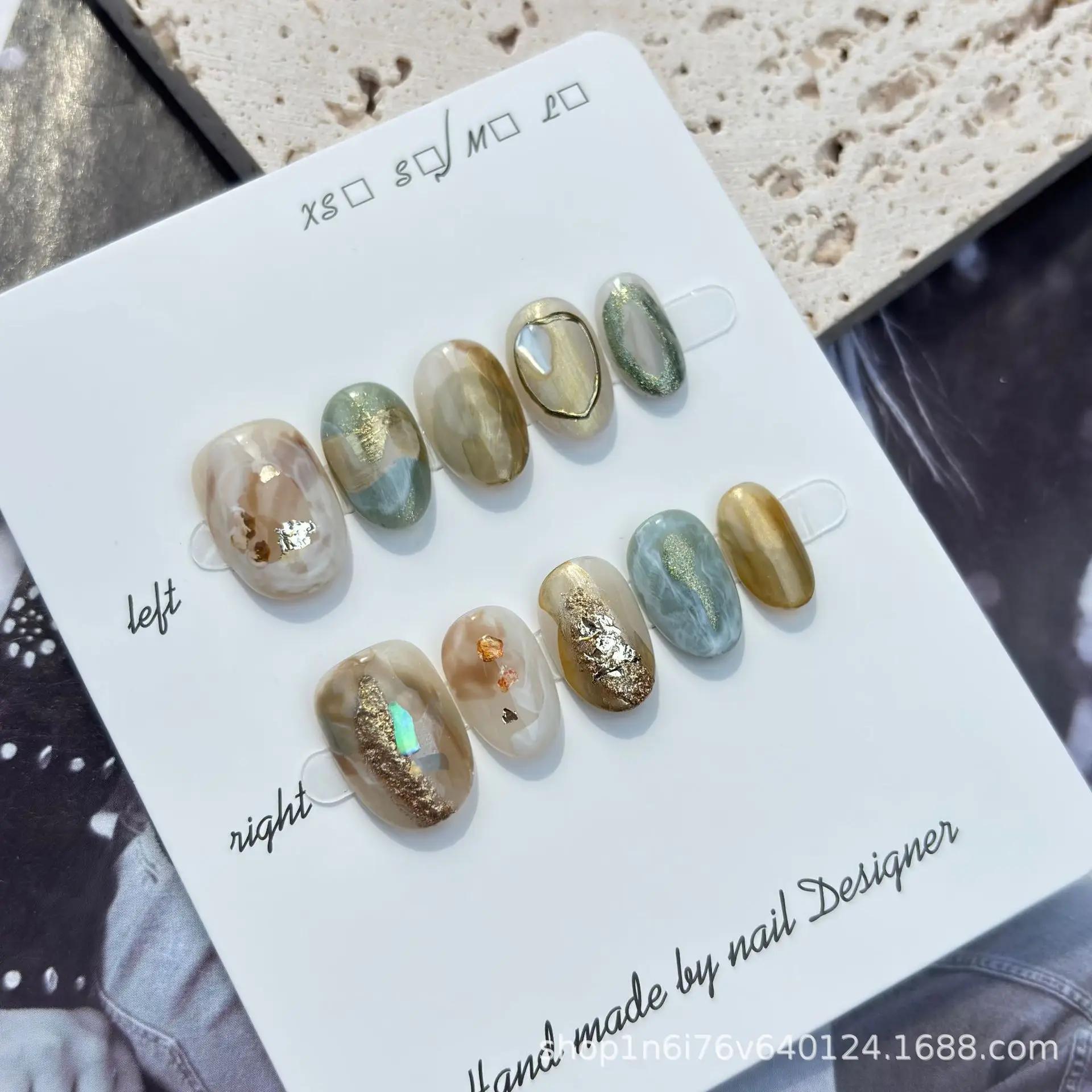 10 قطعة قصيرة البيضاوي اليدوية الصحافة على الأظافر عين القط الأظافر وهمية يمكن ارتداؤها عصا على الأظافر أظافر صناعية naskladunyNy Uñas Postizas