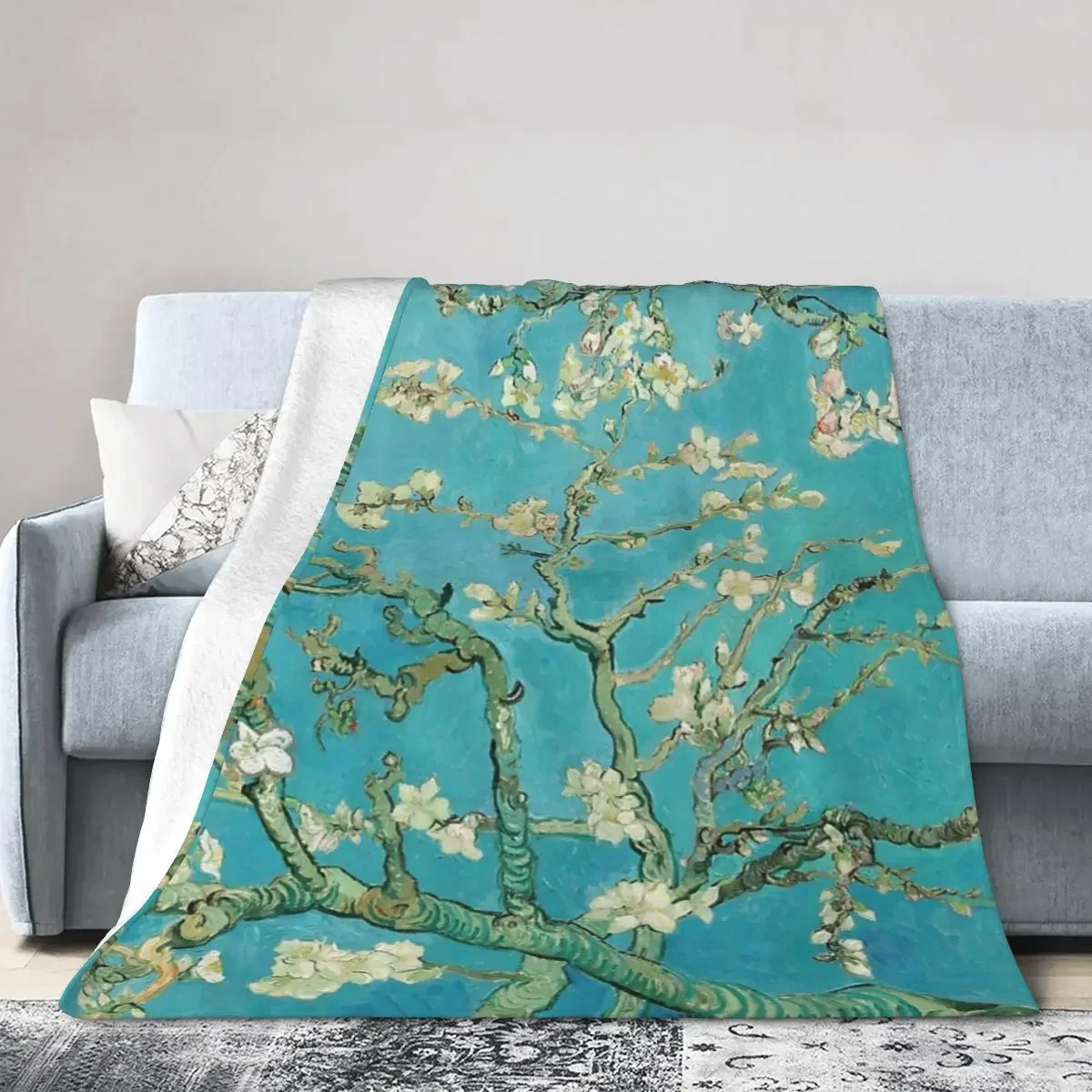 Almond Blossoms By Vincent Van Gogh Blanket Soft Warm Flannel Throw Blanket Bedding for Bed Living room Picnic Travel Home Couch