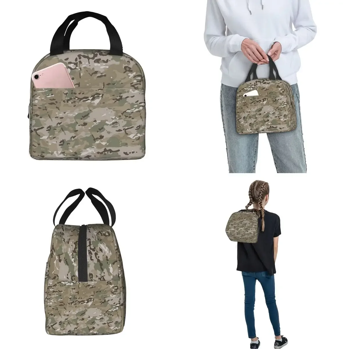 Multicam Insulated Lunch Bag Cooler Bag Meal Container Camouflage Military High Capacity Tote Lunch Box Food Bag School Travel