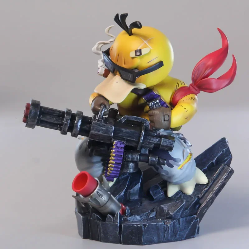 Gatling Psyduck Action Figure Machine Gun Battle Damage Scene Model Collectible Super Cool Toys Car Decor Figurine Birthday Gift