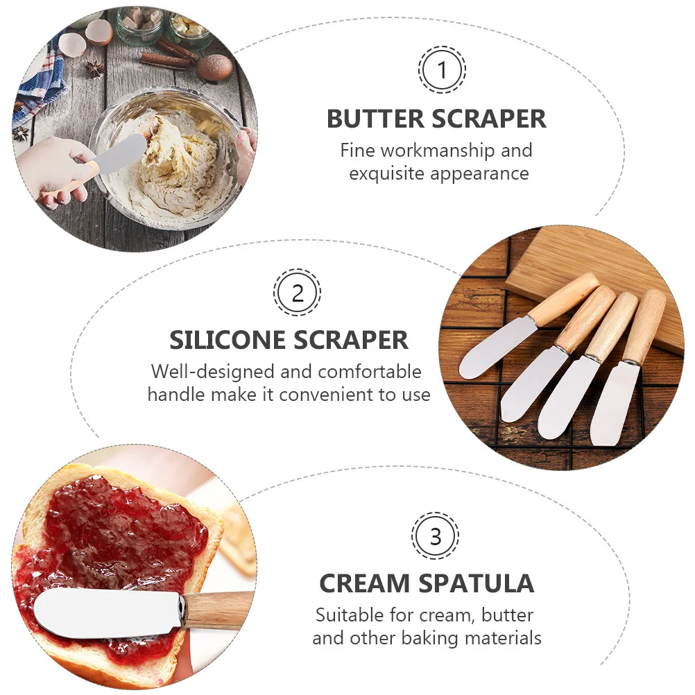 

10pcs Stainless Steel Butter Scrapers Oven Safe Tools For Cream Butter Scraping Baking Spatula Silicone Scraper Kitchen Baking
