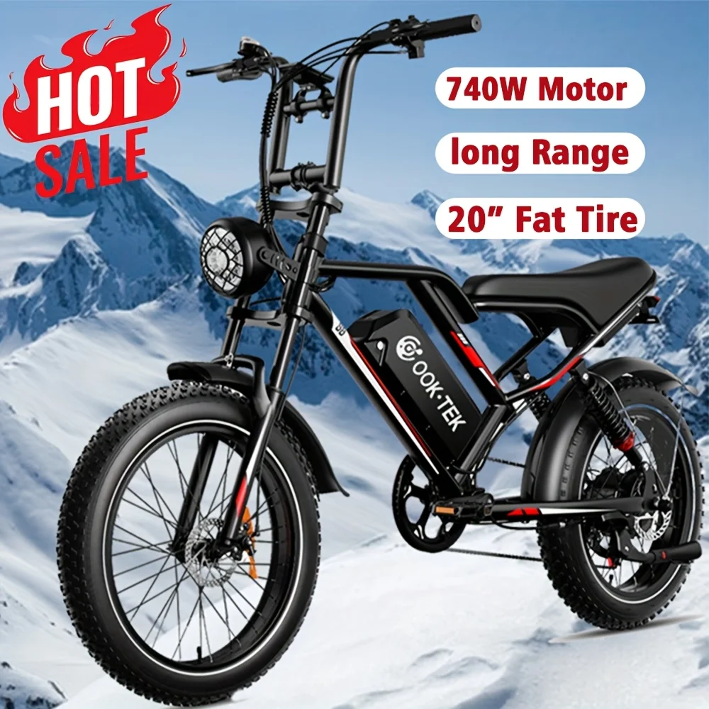 

STLF S8 AS8 Adult Electric Bicycle, 740W Motor, 20-inch Fat Tires, 7-speed Gear Hydraulic/disc Brake, Electric Motorcycle Bicycl