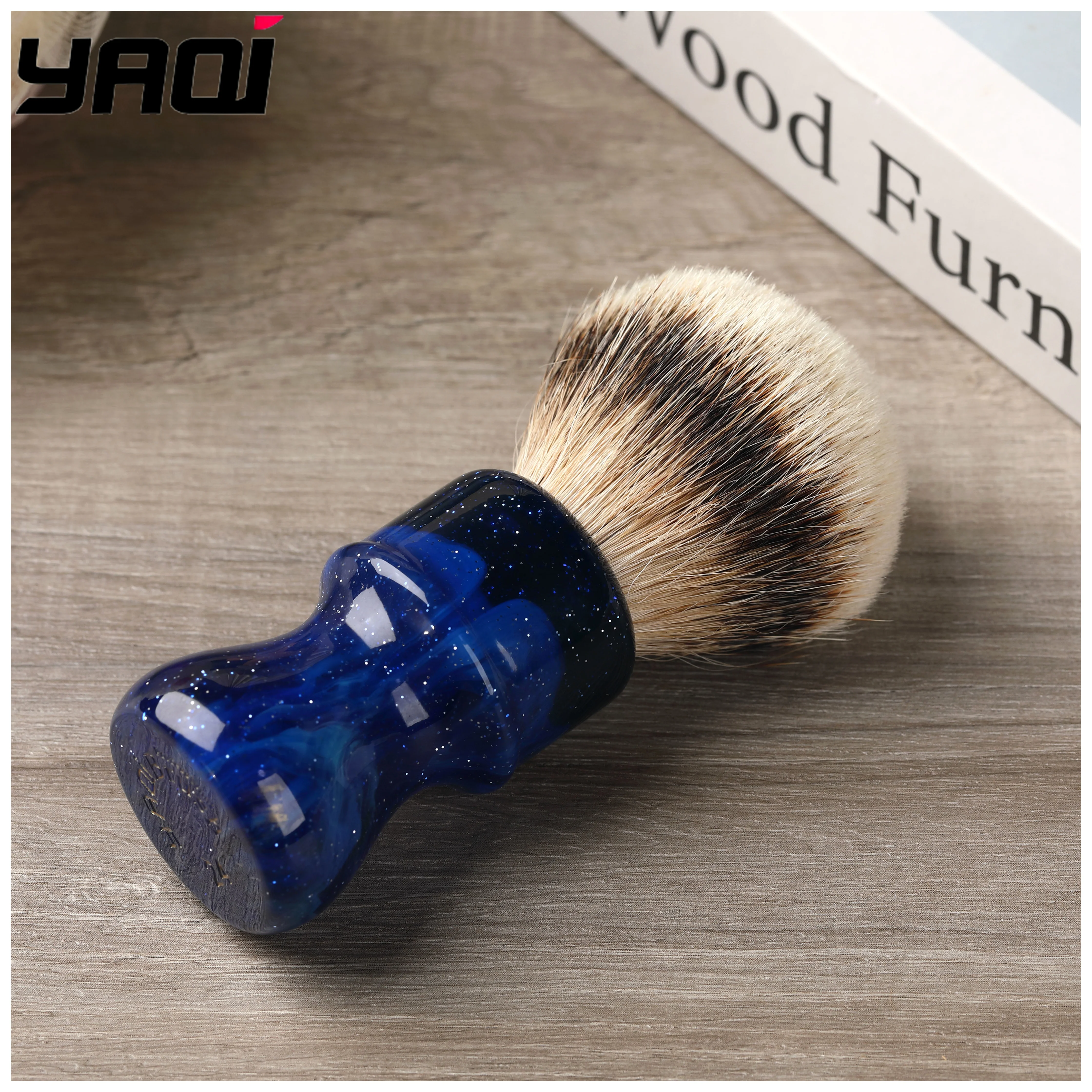 YAQI Men Shaving Brush 24MM Mysterious Space Color Handle Silvertip Hair Knot Grooming Tool Mens Grooming Tools