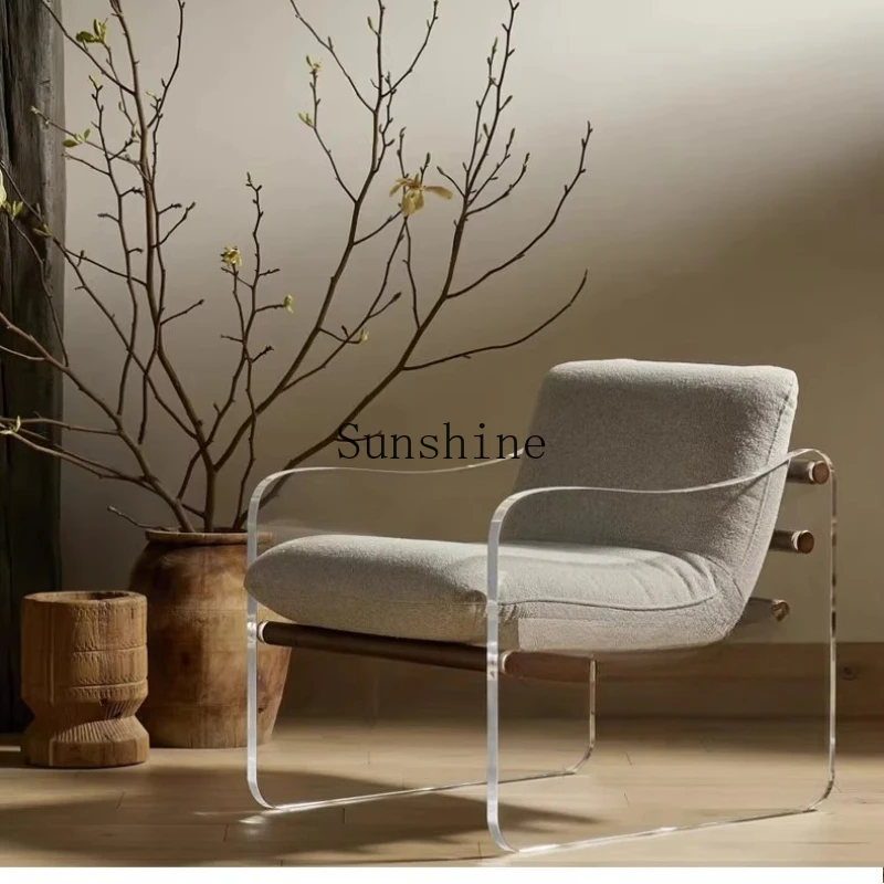 

Italian light luxury transparent acrylic lazy sofa chair living room balcony leisure lounge chair