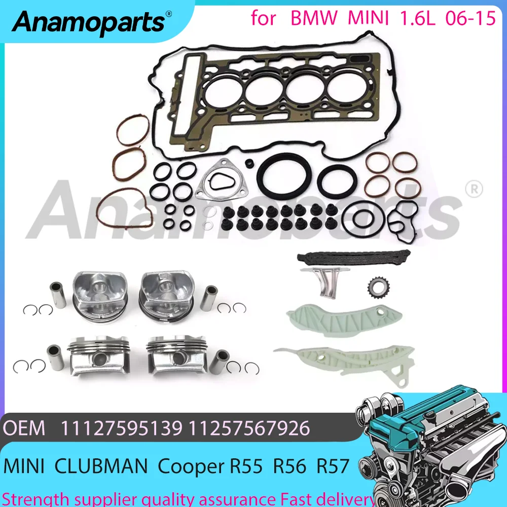 N16 N12 Engine Cylinder Head Gasket Set Timing chain kit For 1.6L 1.6T 06-15 BMW MINI CLUBMAN Cooper R55 R56 R57 1112756