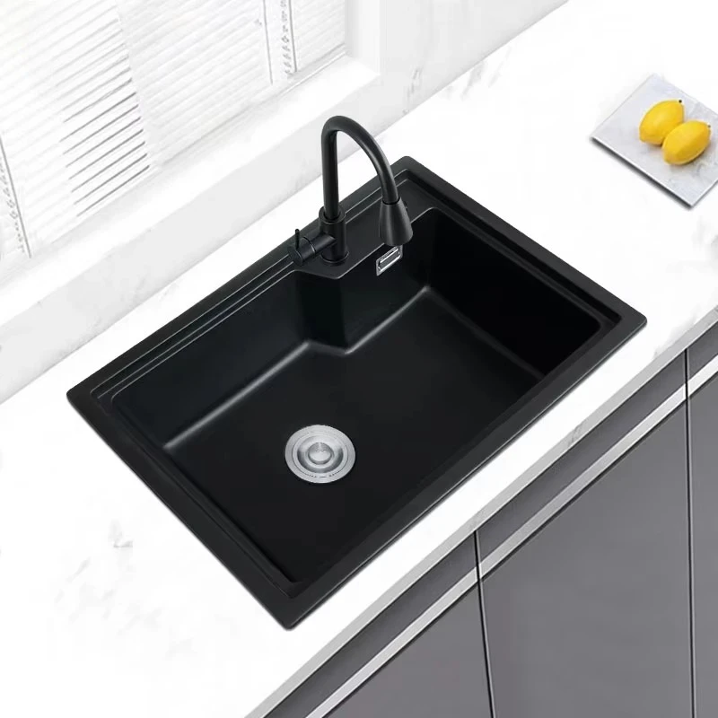 Handmade custom granite composite quartz stone kitchen sink stainless steel bottom single double bowl single hole installation