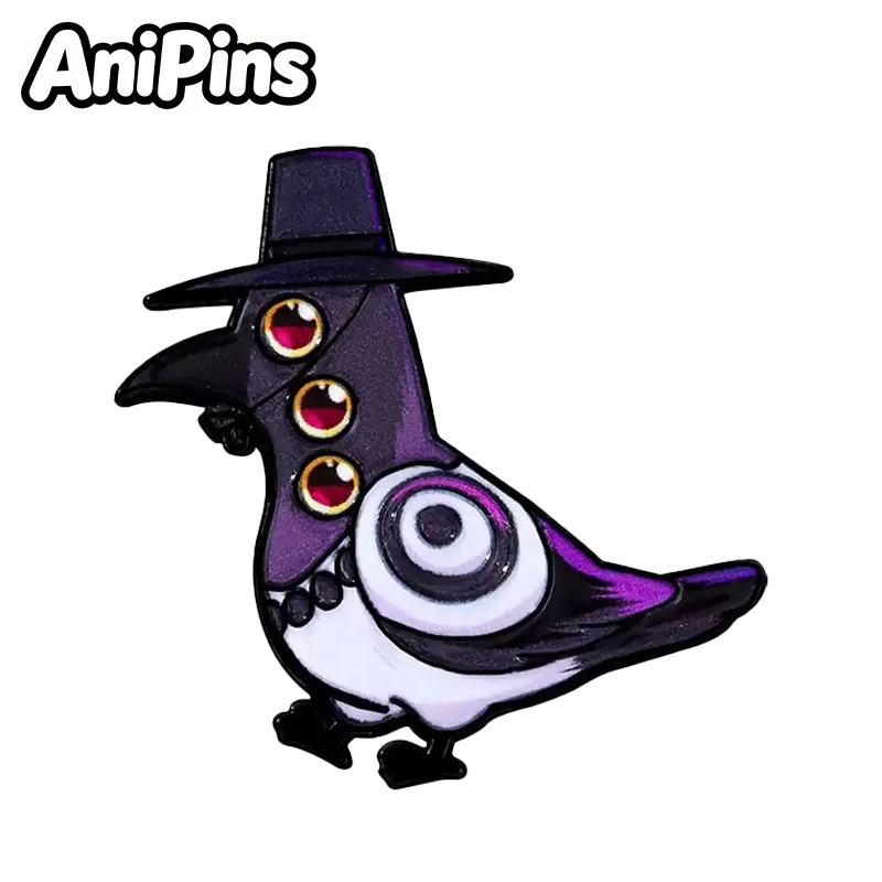 AniPins Funny Witch Animal Pins 3-design Metal Enamel Cute Cartoon Tiger Bird Beast Brooch Pin On Clothes Backpack Lapel Badge view 3
