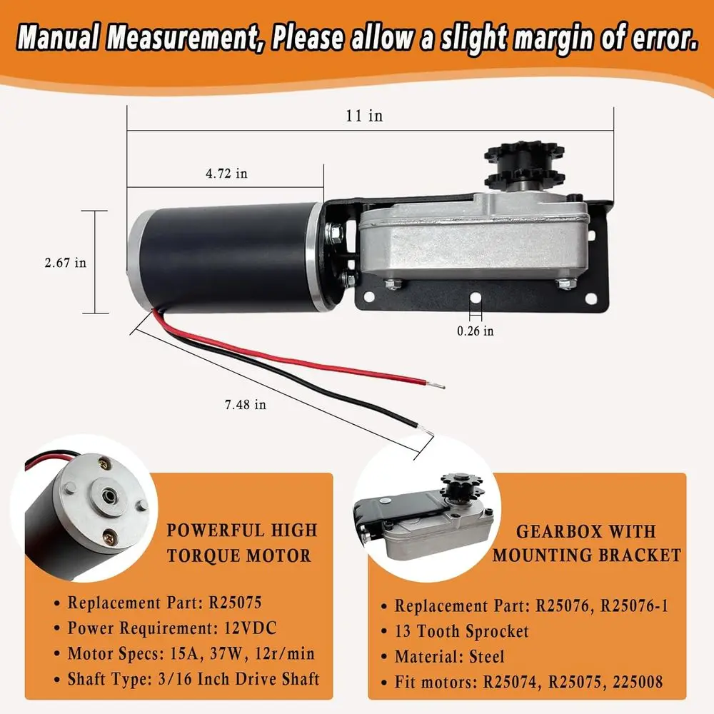 225008 RV-Slide-Out-Motor und Getriebegehäuse, kompatibel mit BAL Accu-Slide-Cable-Slide-Out-System, ersetzt R25076-1 Getriebe R25076 R