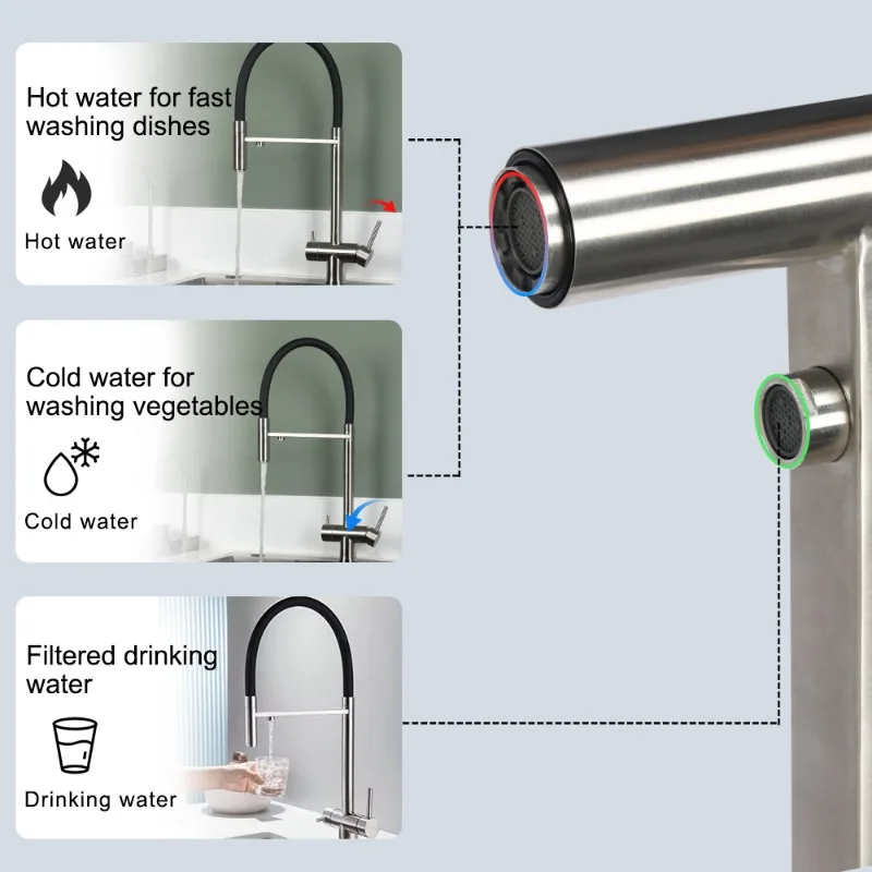 Factory Outlet Pulldown Kitchen Mixer Tap Black Drinking Water Faucet Pull Out Kitchen Tap Filter