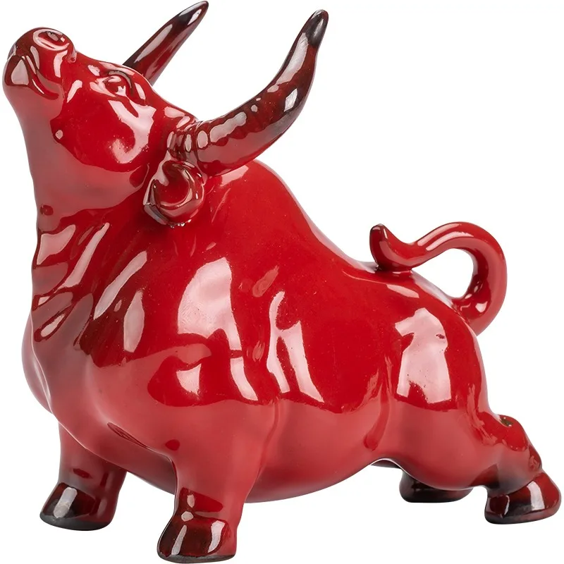 Ceramic Bull Tea Pet Ornament, Fierce Ox Figurine Statue for Kung Fu Tea Tray Tabletop Home Decor Gift view 5