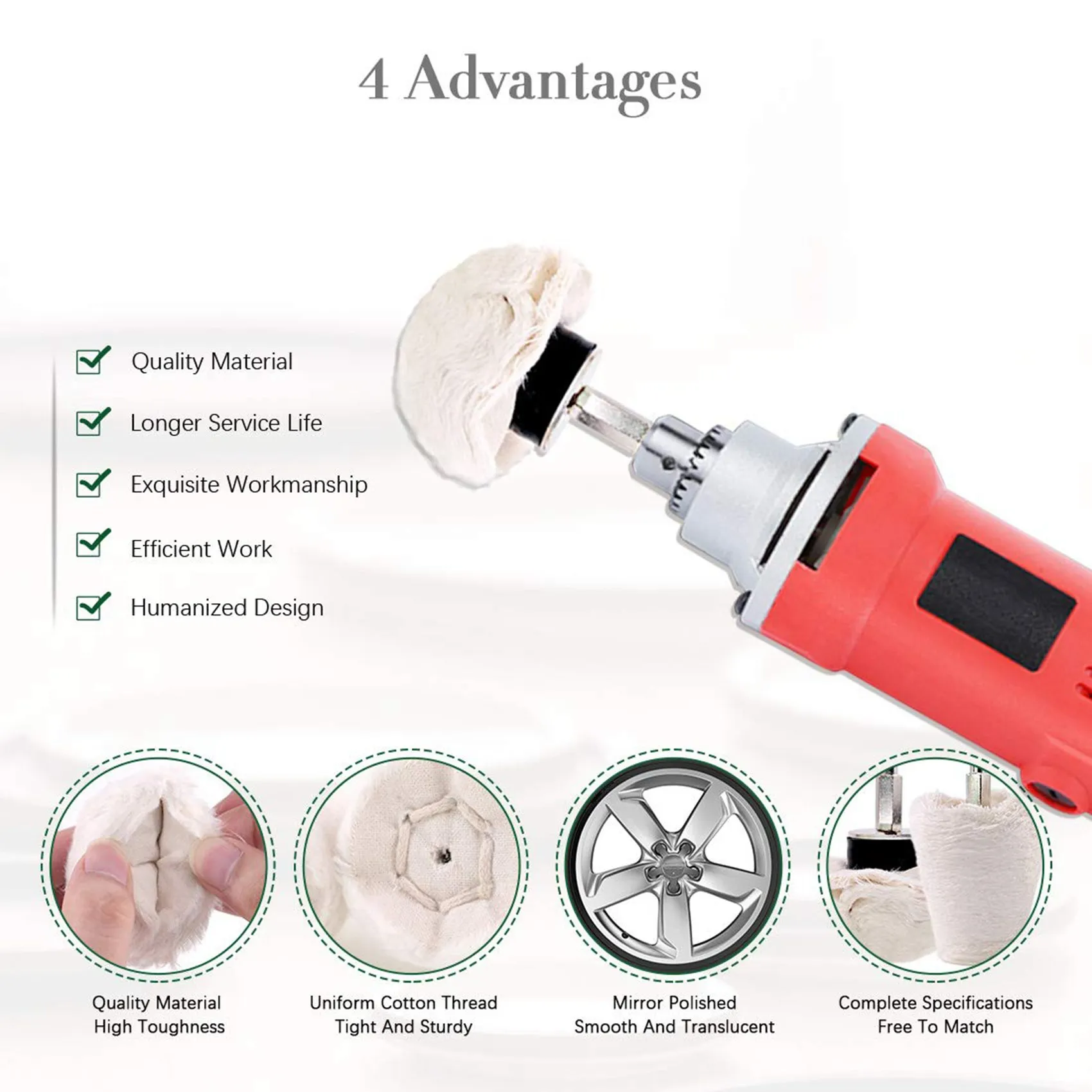 

A83I-20 Pcs Buffing Pad Polishing Wheel Kits With 6Pcs Rouge Compound With 1/4 Inch Handle