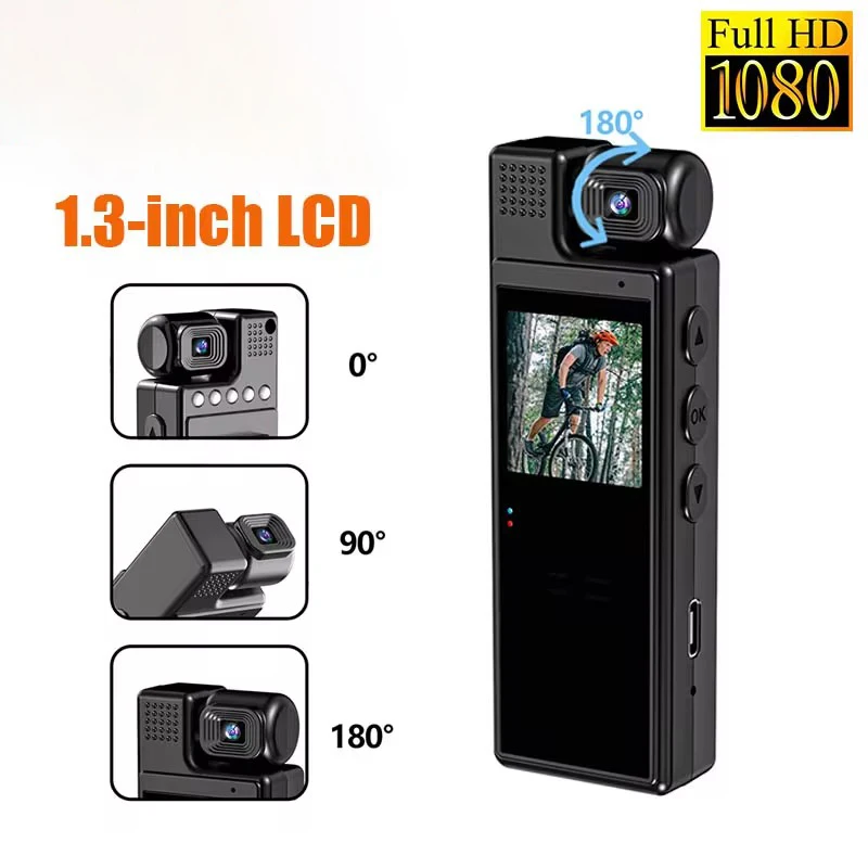 

1.3inch Screen 1080P Sports HD Mini Camera Portable Digital Video Recorder BodyCam Infrared Night Vision Police Camcorder