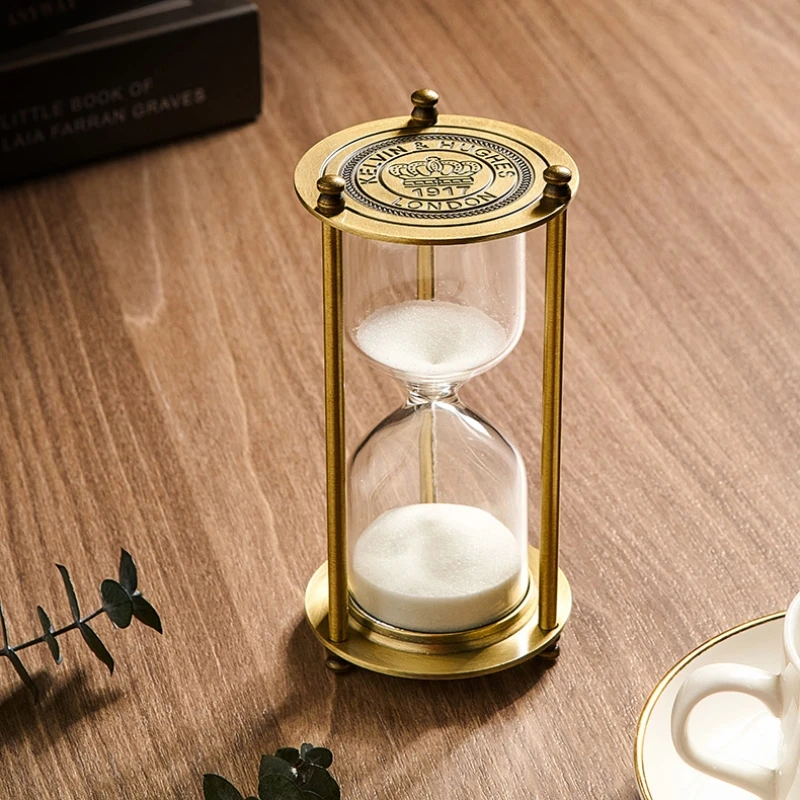 5/10/15/30/60 Minutes Classical Metal Three Column Hourglass Timer European Vintage Bookshelf Study Home Decoration Sandglass